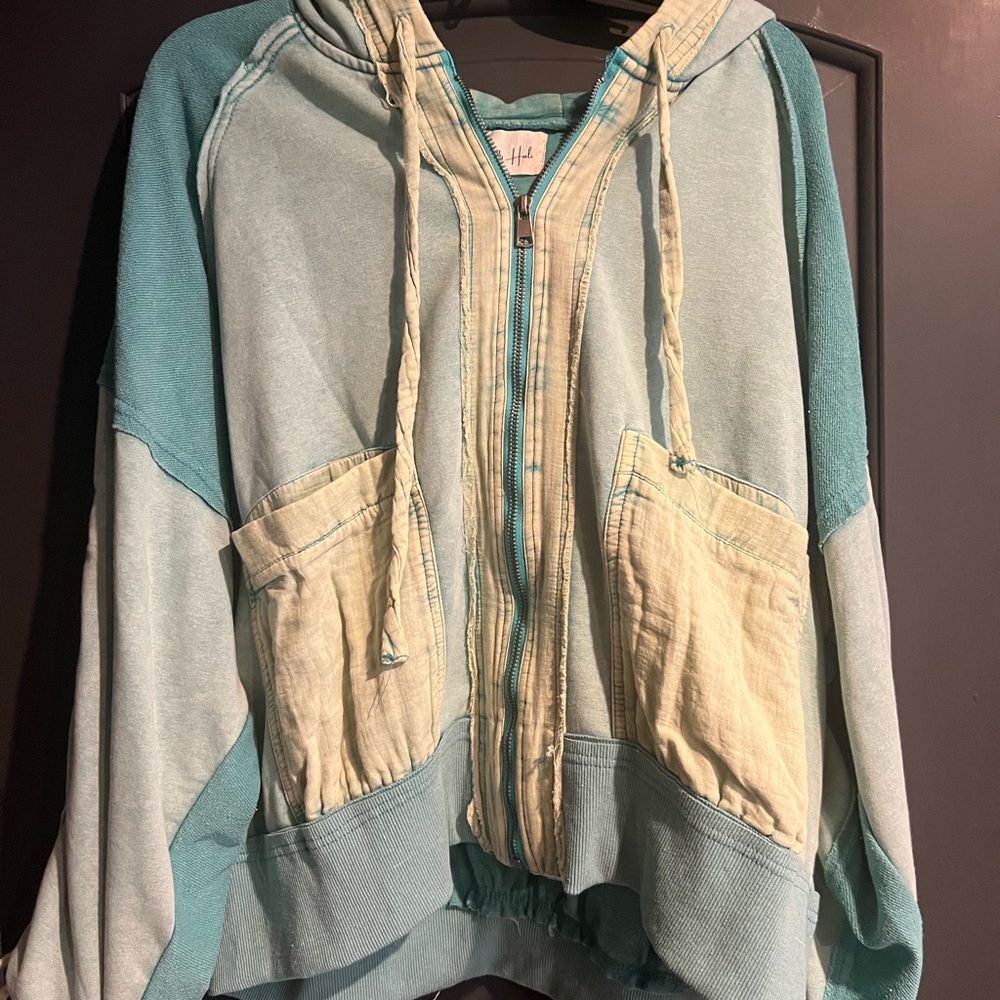 Oli & Hali Teal and Beige Hoodie